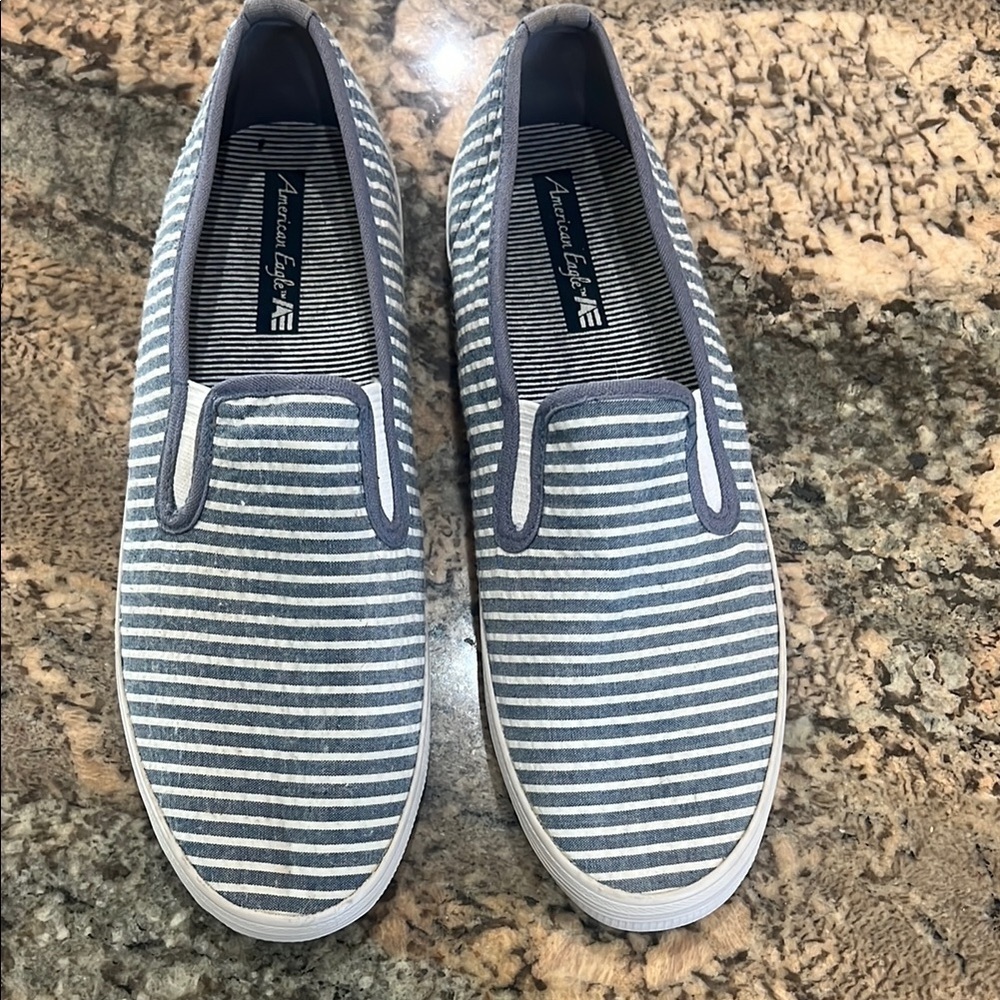 American Eagle Outfitters Women’s Striped Slip-On Shoes - Gray